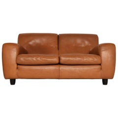 Natural Cognac Leather Two-Seat Sofa 'Fatboy' from Molinari Italy, 1980s