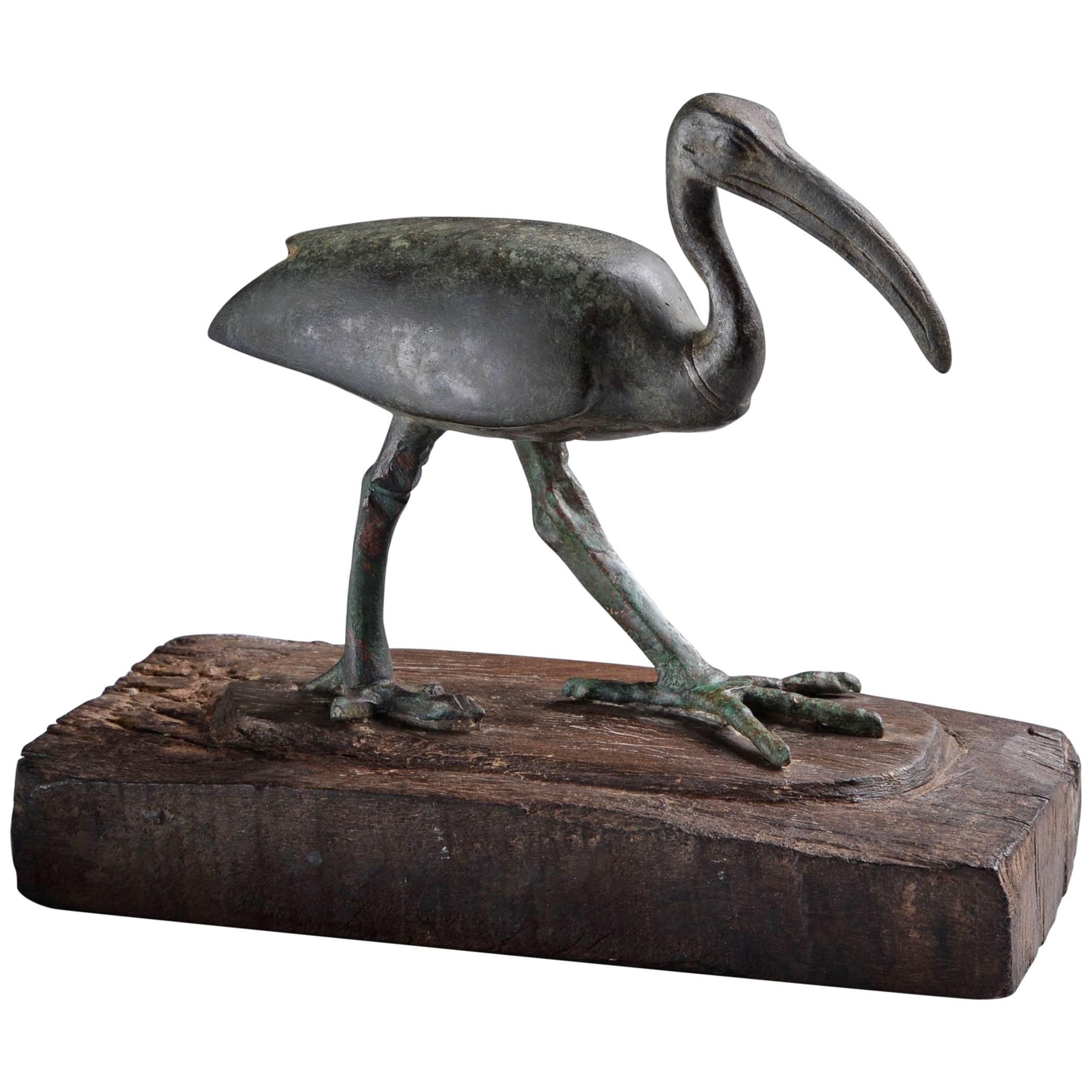 Ancient Egyptian Bronze Sacred Ibis Bird, 664 BC