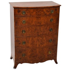 Vintage Burr Yew Bow Front Chest of Drawers