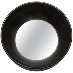 Ceramic Mirror with black glaze decoration by Mia Jensen.