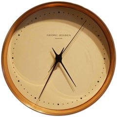 Vintage 1st Edition Henning Koppel Design Wall Clock in Copper for Georg Jensen, Denmark