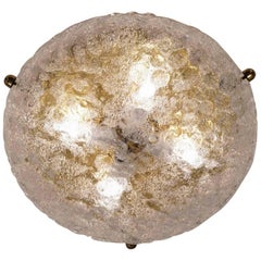 Brass Flush Light with Glass Shade, Hillebrand, circa 1970s, German