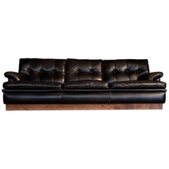 Arne Norell Black Leather Sofa Model Merkur, 1960s