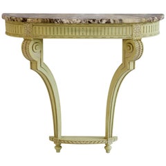 Louis XVI Style Demi Lune Console with Marble Top