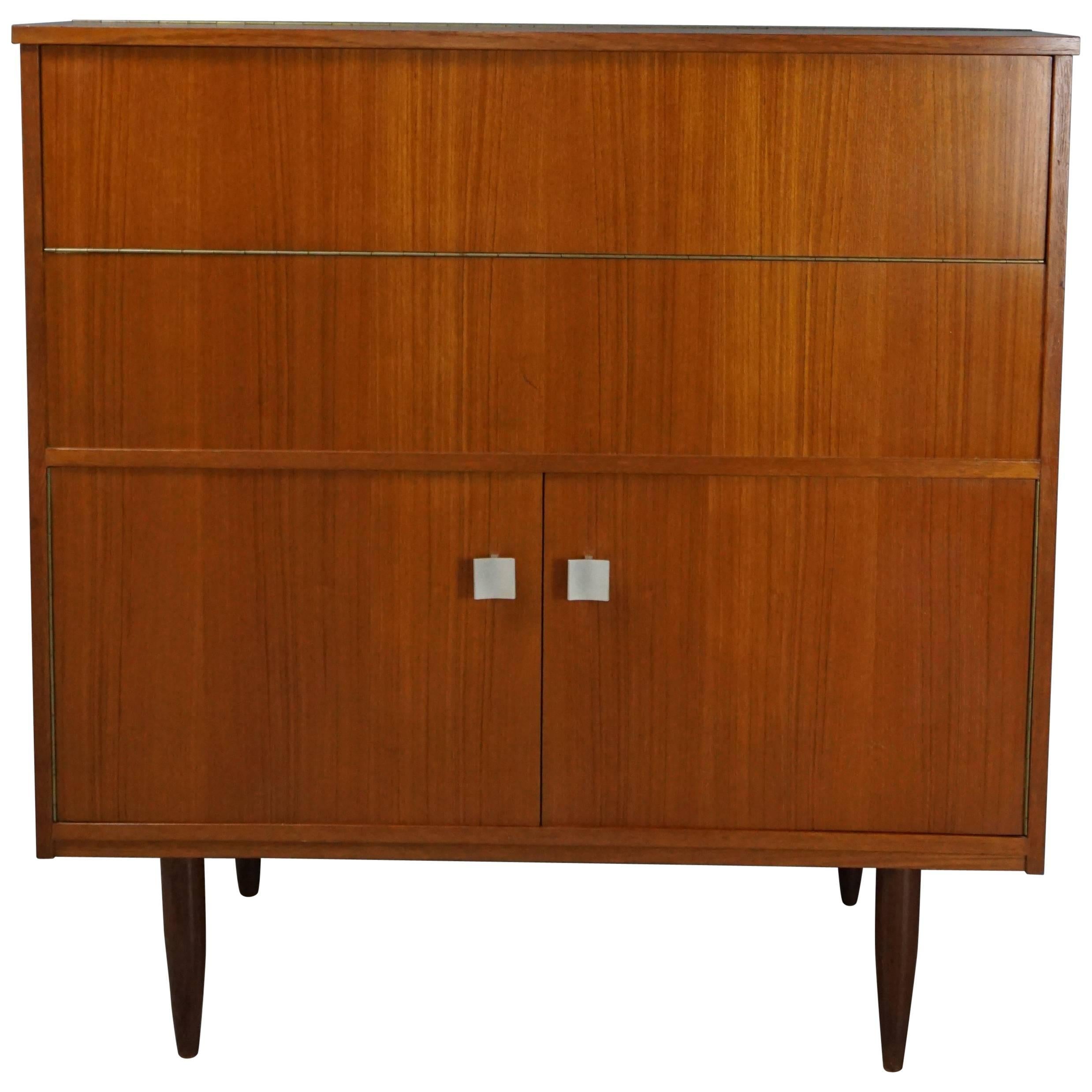 Ceraùic and Wooden Teak Bar Cabinet from the 1960s