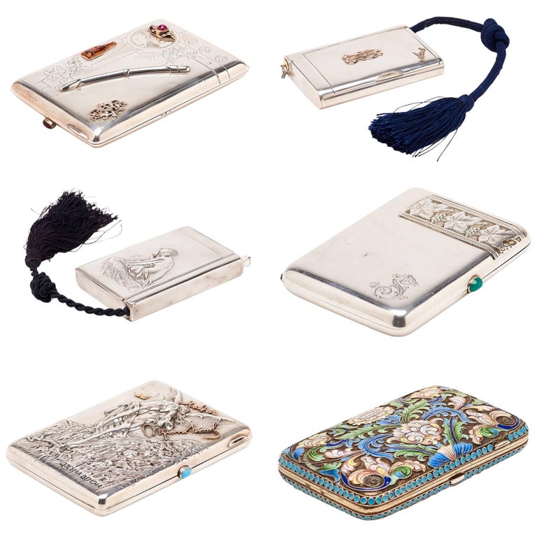 Six Russian Silver Cigarette Cases 84 at 1stDibs