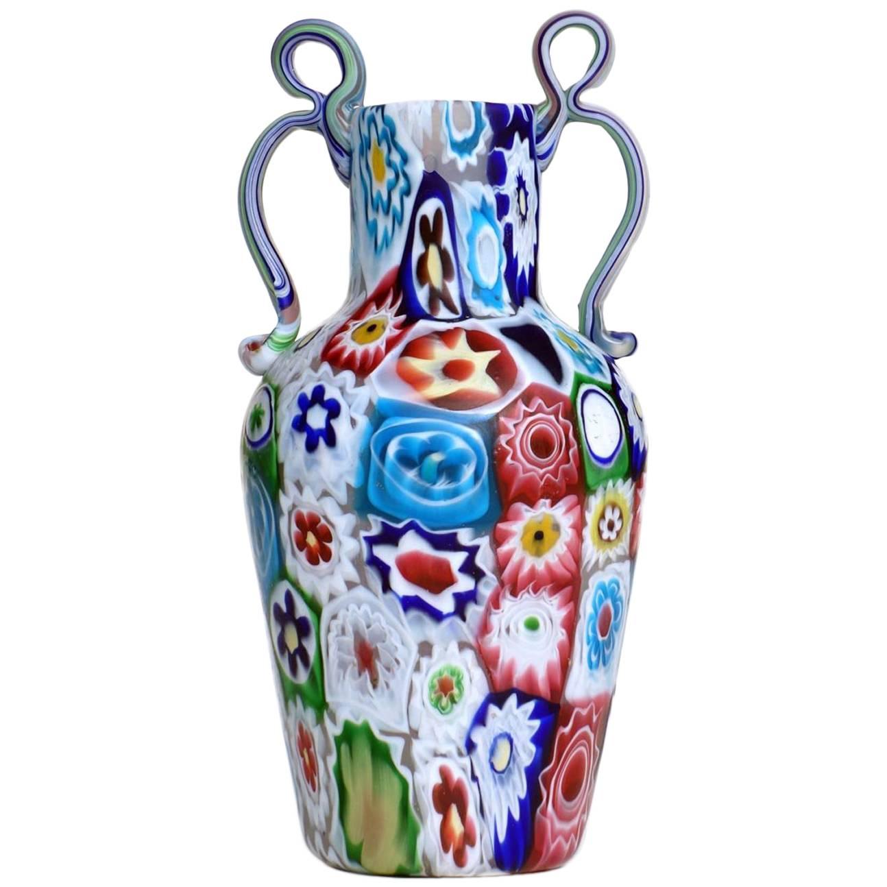 "Millefiori" by Ferro Toso & Co Murano Glass, 1910 Liberty Vase