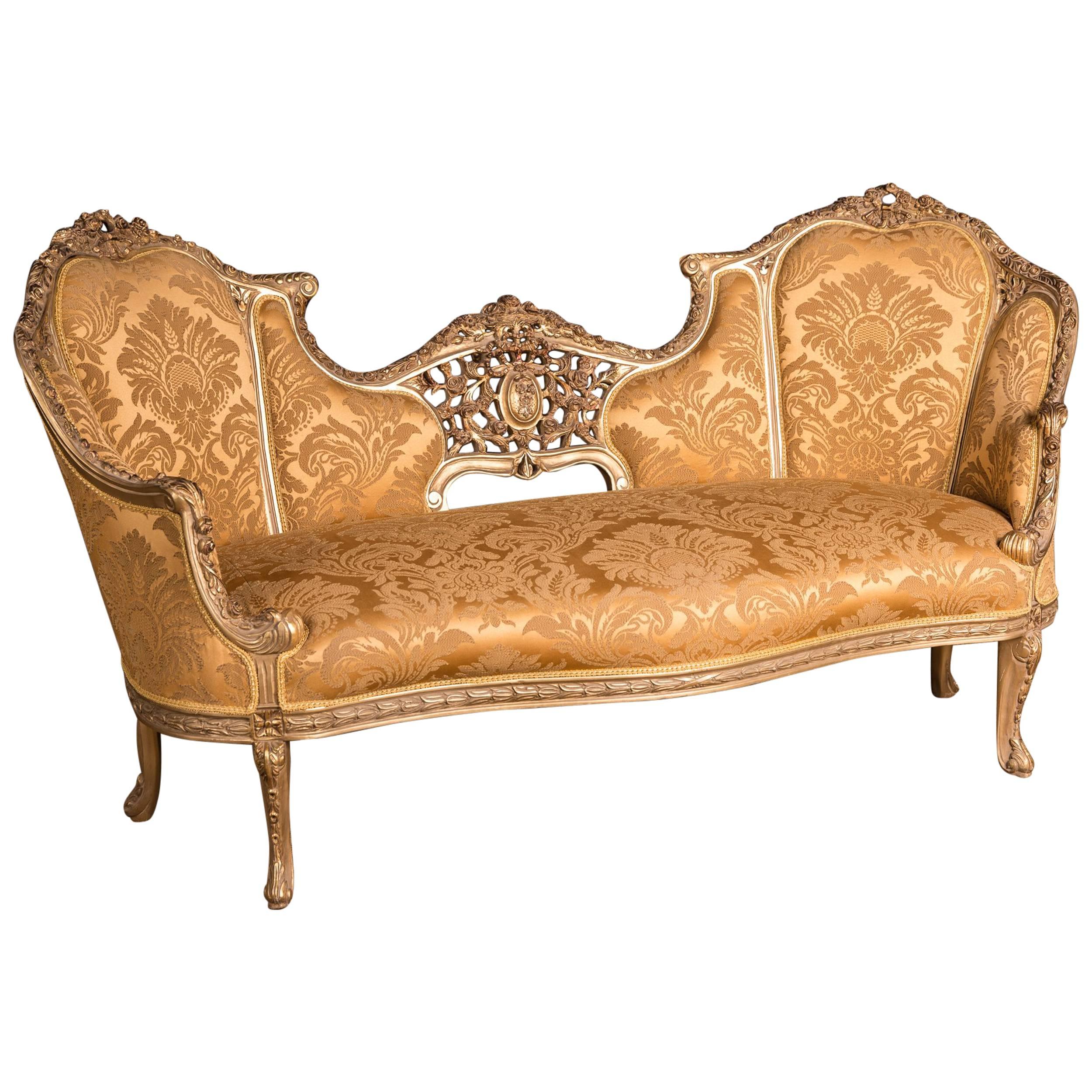 Large Elegant French Sofa Canape in Louis Quinze Style