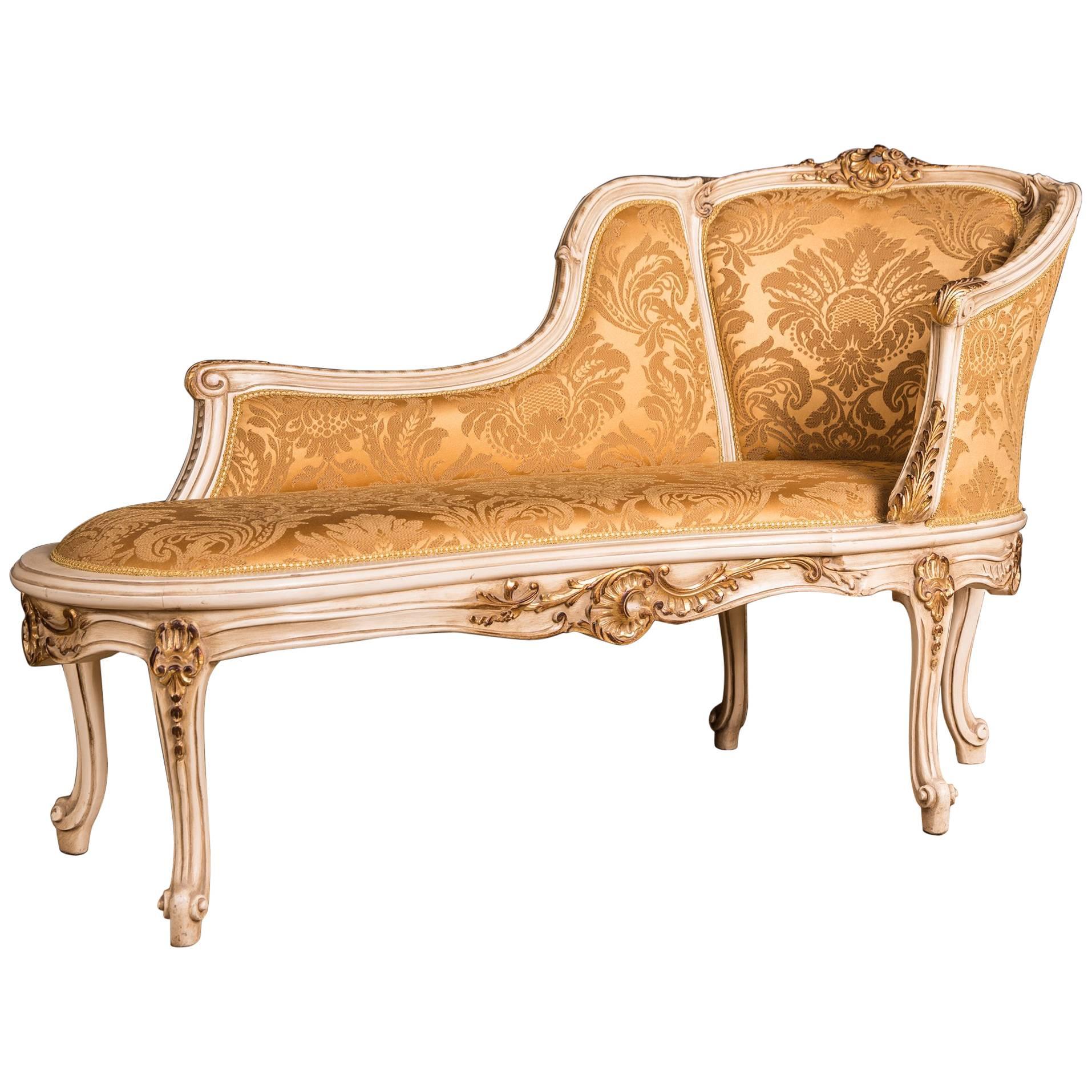 Elegant French Chaise Longue in Louis Quinze Style