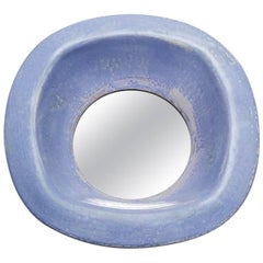 Ceramic Mirror with blue and purple glaze decoration by Mia Jensen.