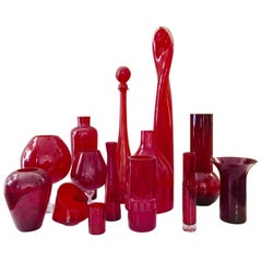 Collection of Red Glass Vases