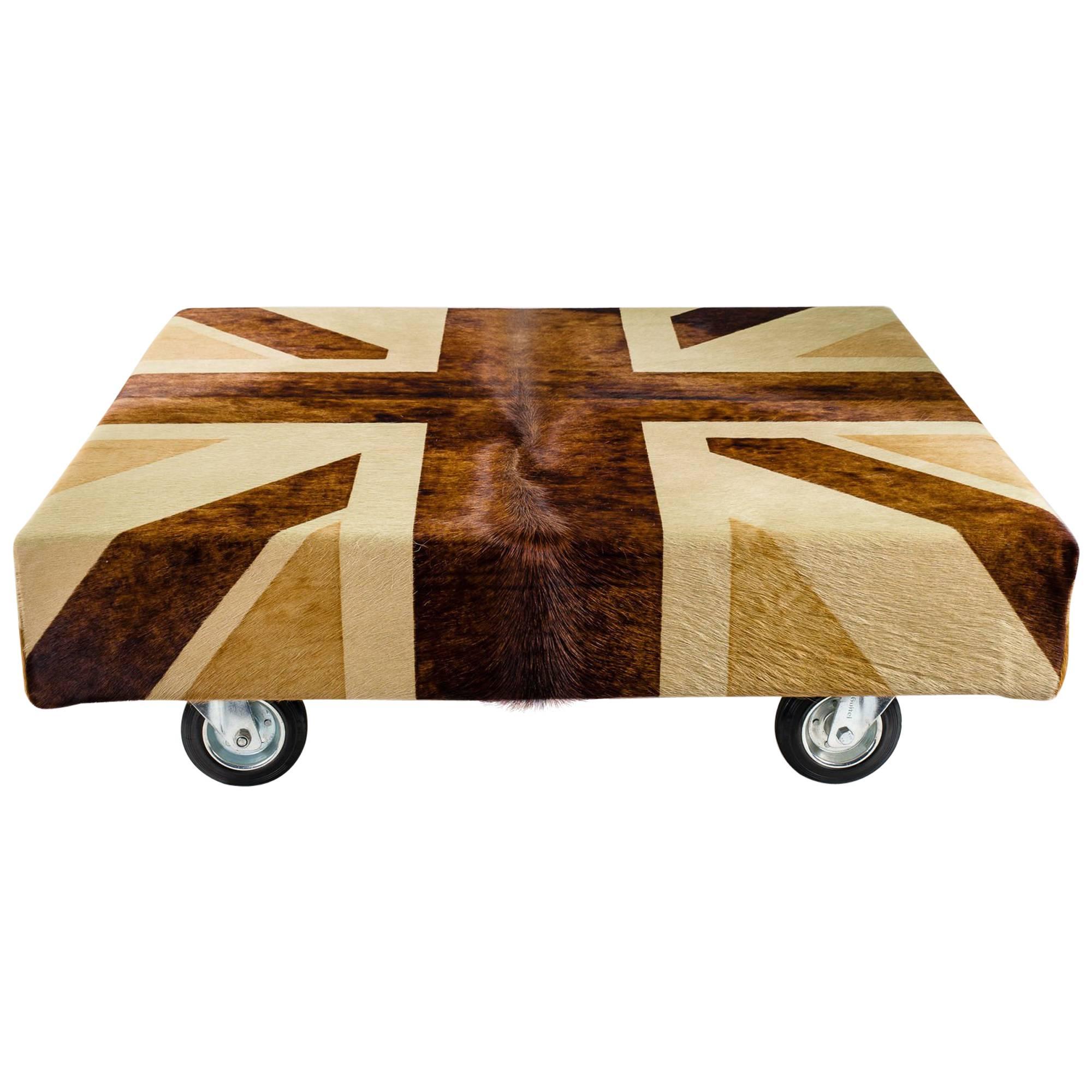 UnionJack Printed Cowhide Coffee Table For Sale at 1stDibs union