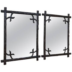 Pair of 19th Century French Black Forest Mirrors