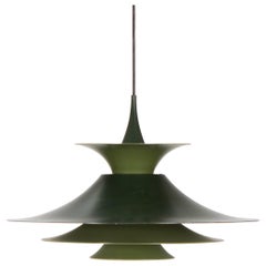 Eric Balslev Dark Green 'Radius' Pendant Lamp for Fog & Mørup, circa 1970
