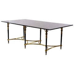 Italian Directoire Style Table with Black Marble Top and Brass Base