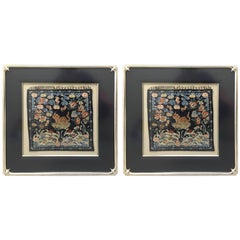 Pair of Framed Chinese Military Rank Badges