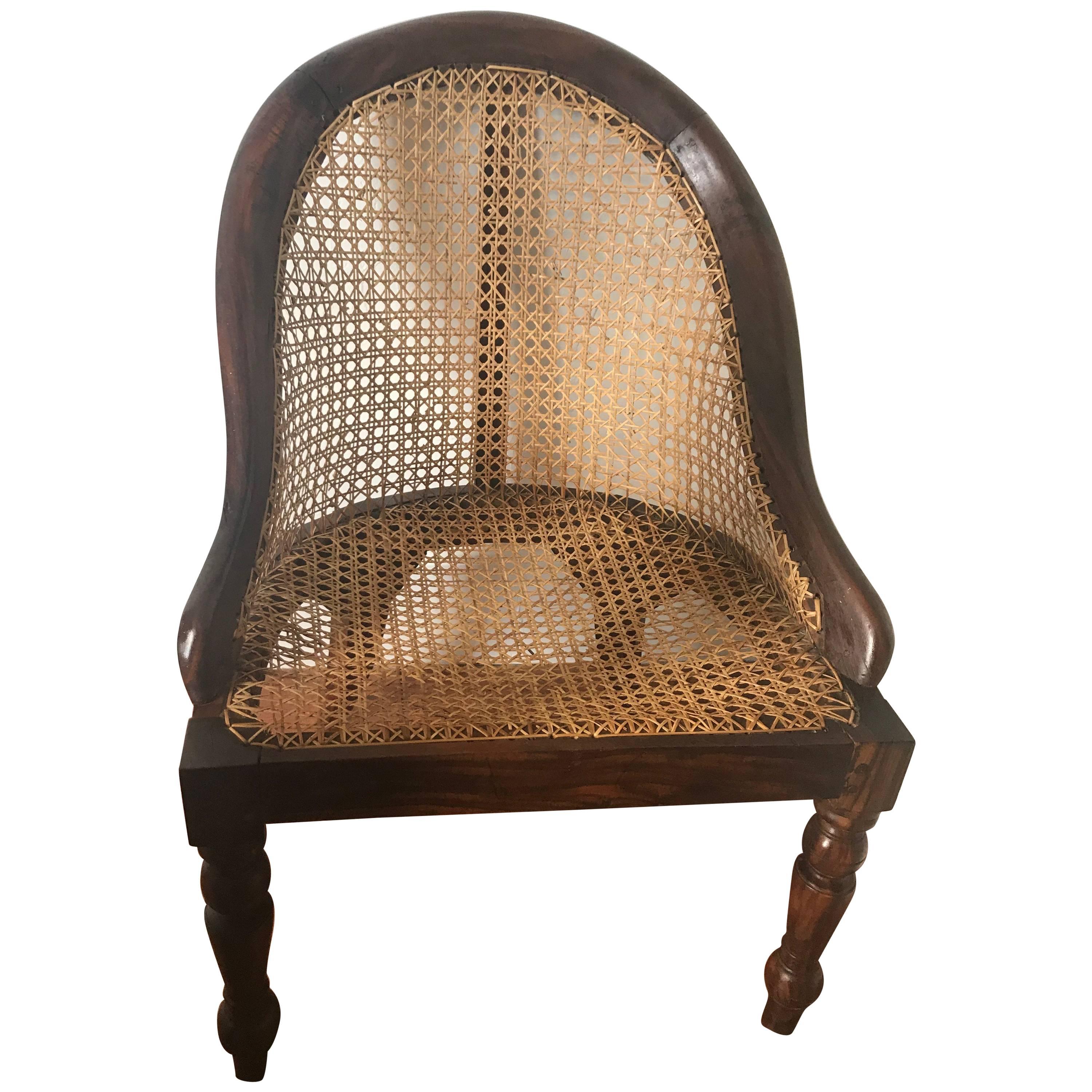 British Colonial, Ceylonese, Nadoun Wood and Caned Nursery Chair, circa 1900