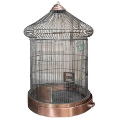 Antique 19th Century  French Wire Copper and Steel Birdcage