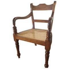 British Colonial, Ceylonese, Solid Satinwood Caned Armchair, circa 1900