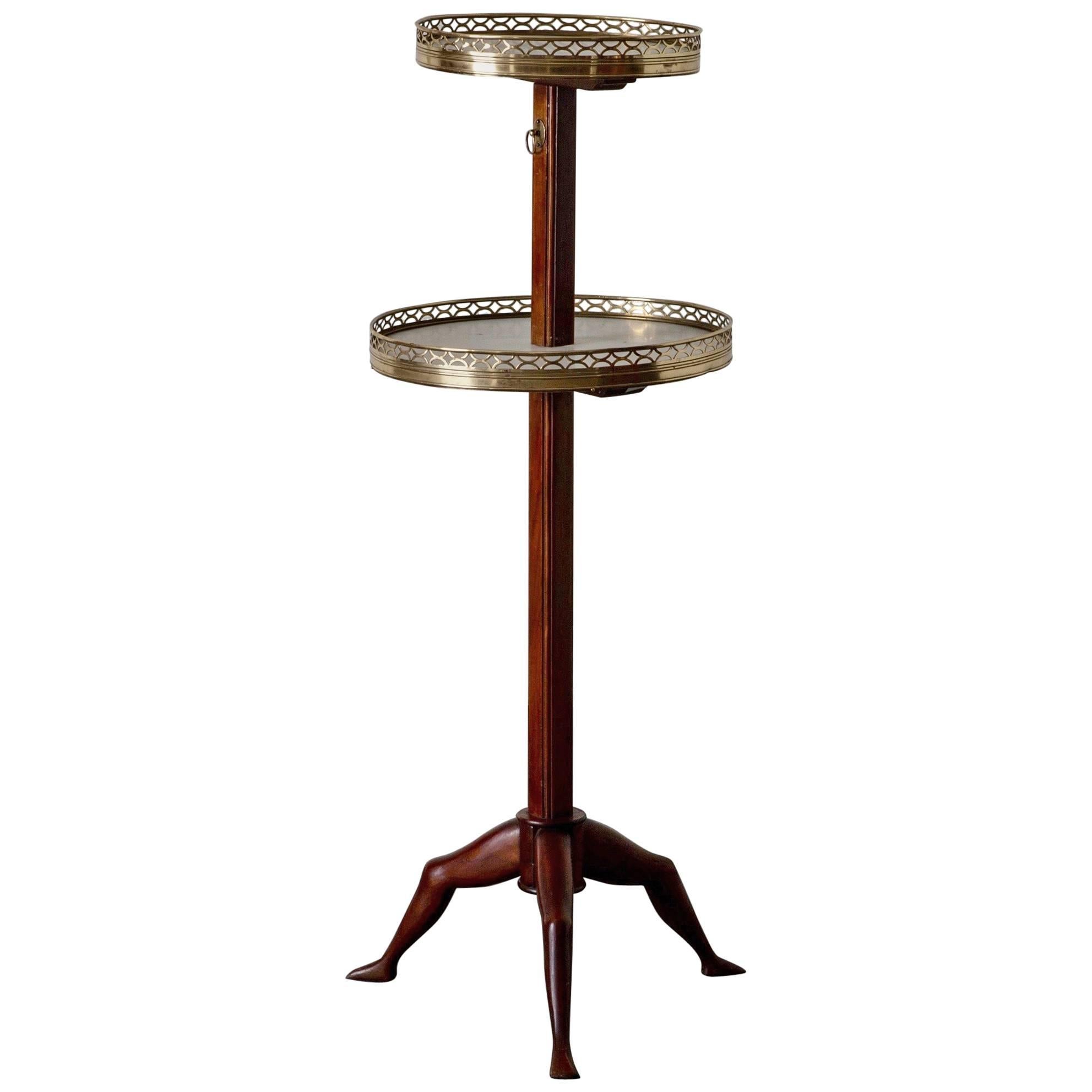 Table Tier English Mahogany Brass Marble 19th Century England