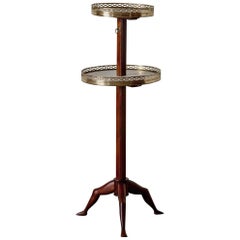 Antique Table Tier English Mahogany Brass Marble 19th Century England