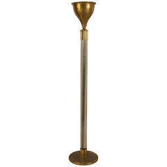 French Art Deco Gilt Brass and Lucite Floor Lamp