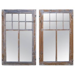 Pair of Two Early 20th Century Architectural Window Mirrors