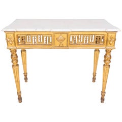 18c Louis XVI Gilded Console with Marble Top