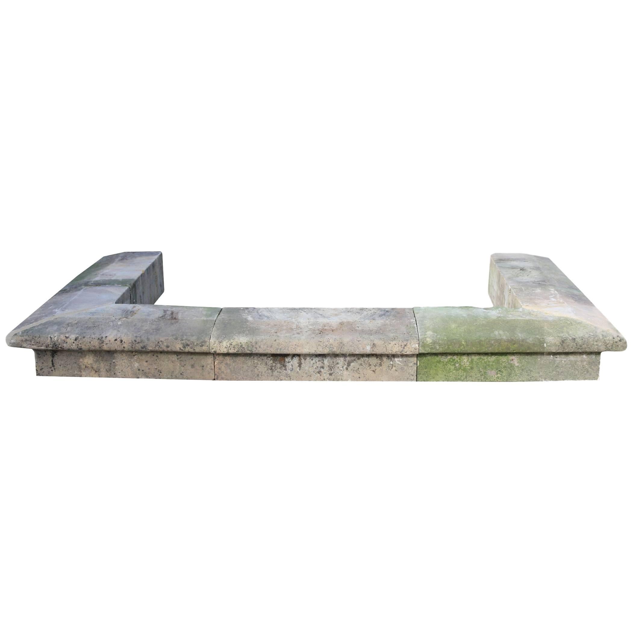 20th Century Limestone Back to Wall Fountain/ POOL Surround