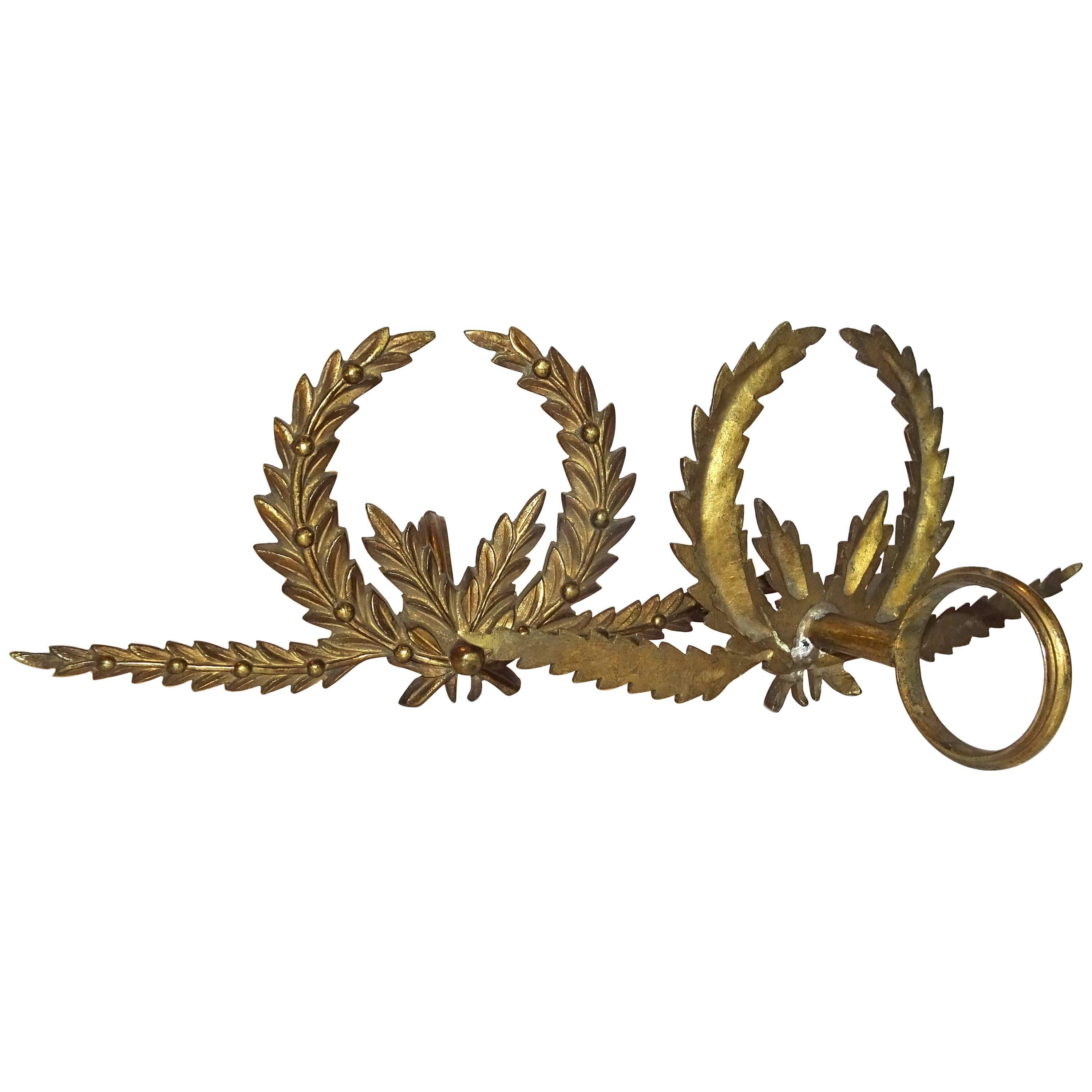 Antique French Brass Drapery Rod Holders For Sale