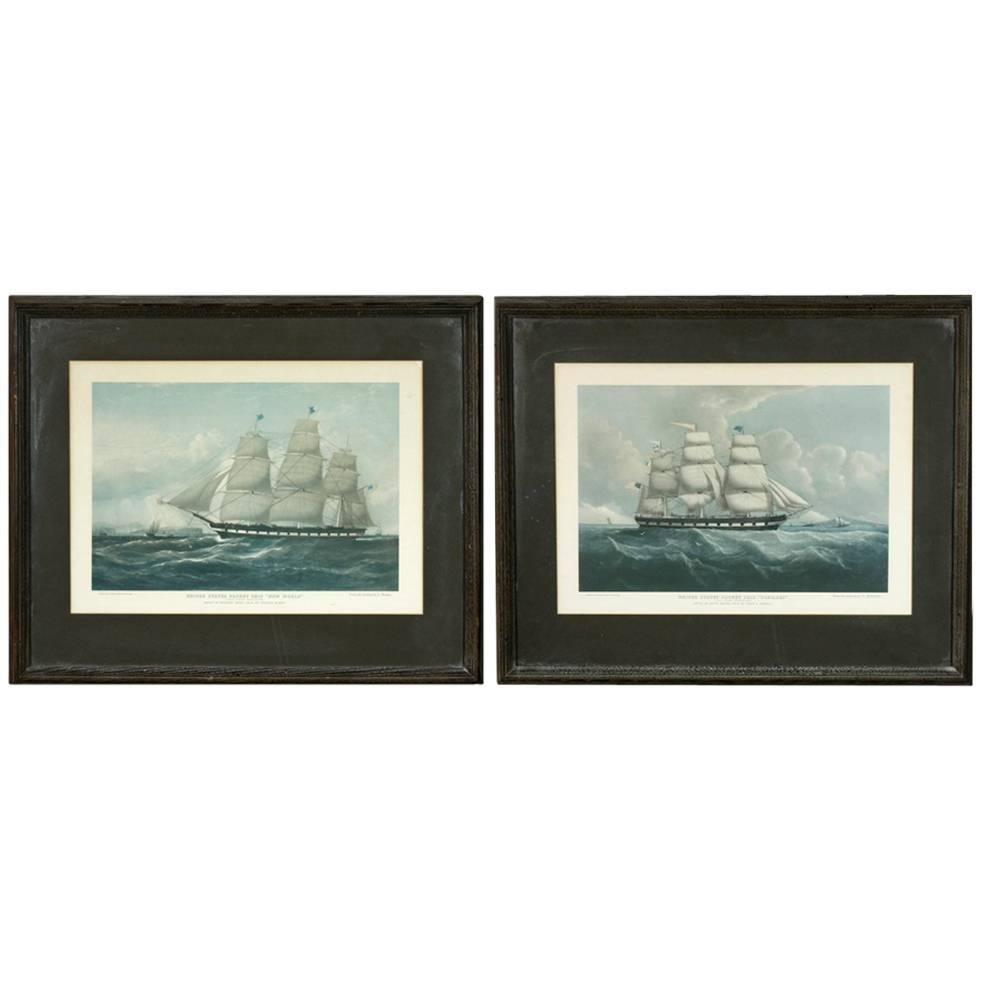 Pair of United States Packet Ship Nautical Prints