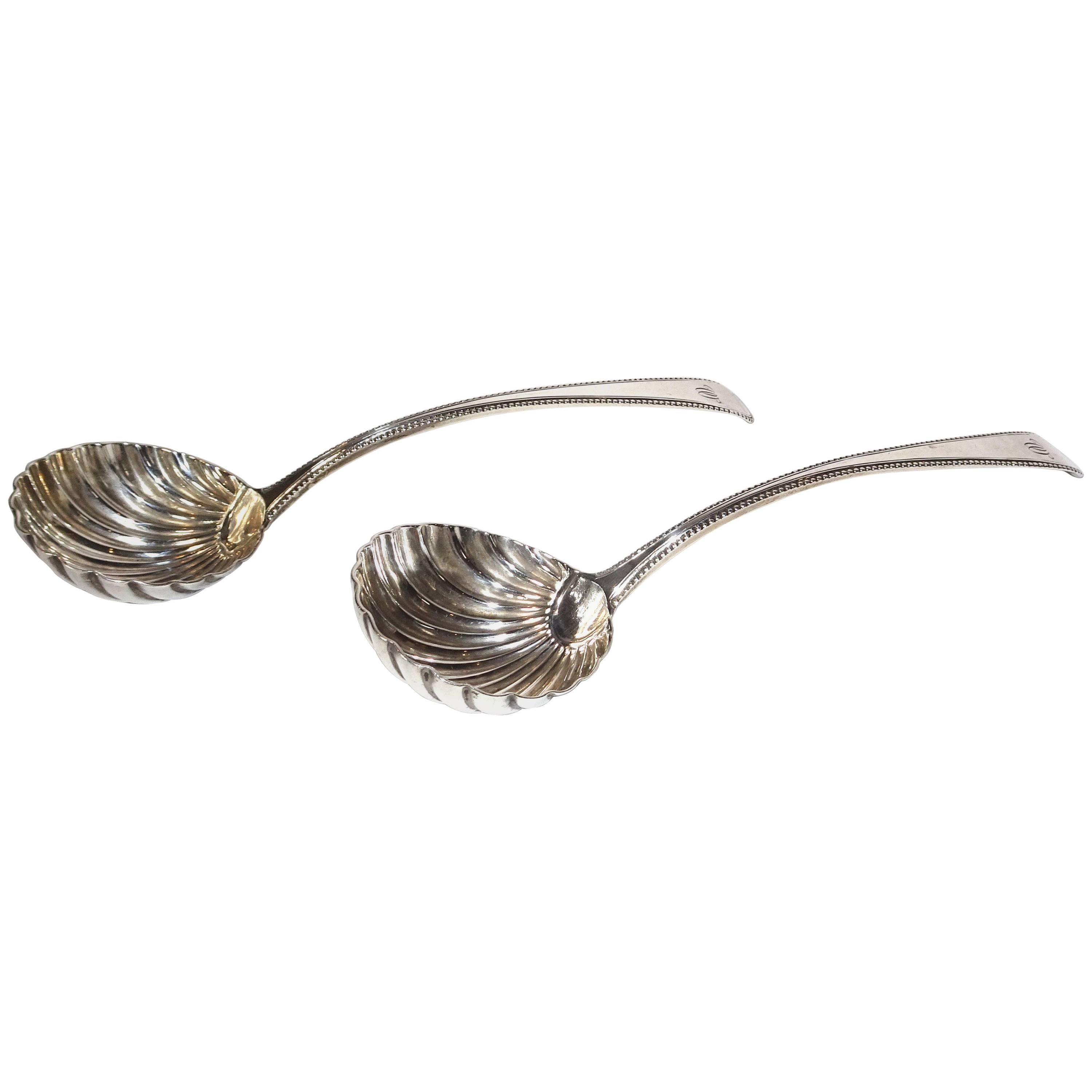 Pair of 18th Century George Smith III Sterling Silver Shell Ladles For Sale