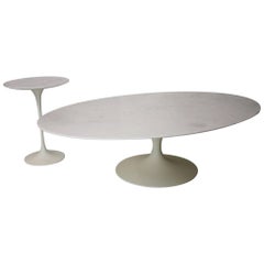 Early Mid-Century Modern Marble-Top Tulip Coffee and Side Table by Eero Saarinen