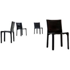 Ensemble de quatre chaises en cuir 412 CAB Chairs par Mario Bellini pour Cassina