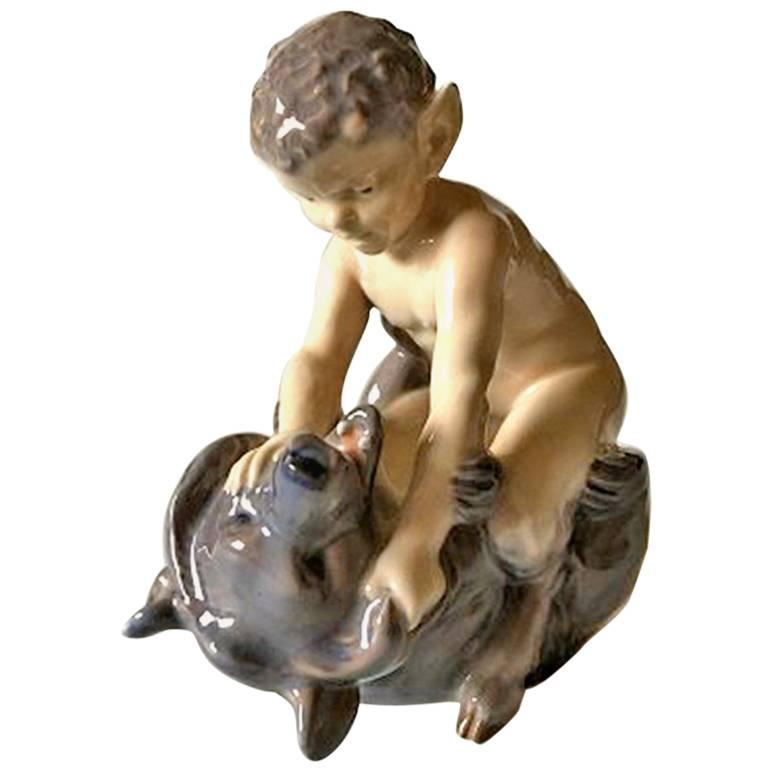 Royal Copenhagen Figurine Faun with Bear #648 For Sale