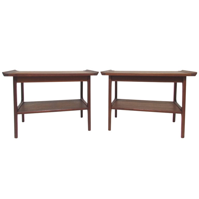 Pair of Japanese Teak End Tables in the Danish Modern Style, circa