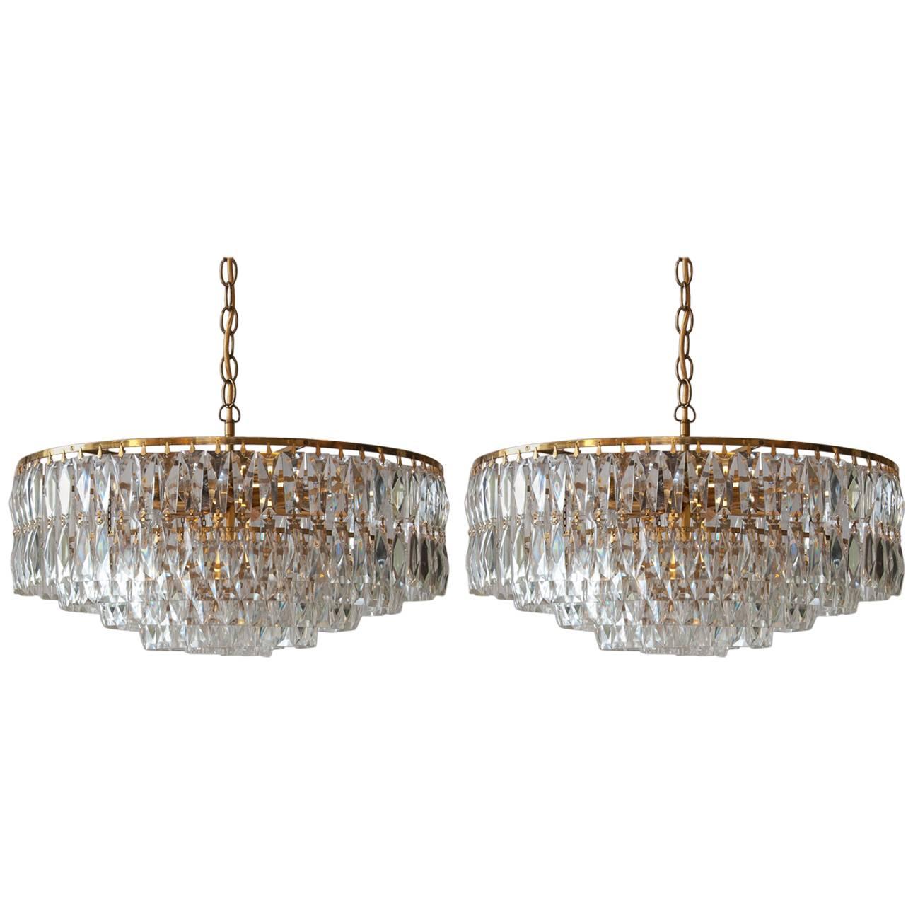 Pair of Crystal Chandeliers by Bakalowits & Sohne, Vienna, 1960s