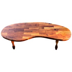 Mid-Century Modern Kidney Shaped Wooden Coffee Table