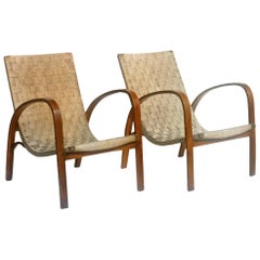 Italian Rationalist 1920s Design Giuseppe Pagano Style Rope Plywood Armchairs