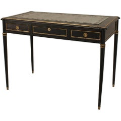 French Louis XVI Style Jansen Ebonized Table Desk with √âglomis√© Top