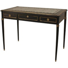 French Louis XVI Style Jansen Ebonized Table Desk with Églomisé Top