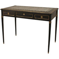 Antique French Louis XVI Style Jansen Ebonized Table Desk with √âglomis√© Top