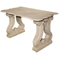 Antique Carved White Marble Console Table from France, 19th Century
