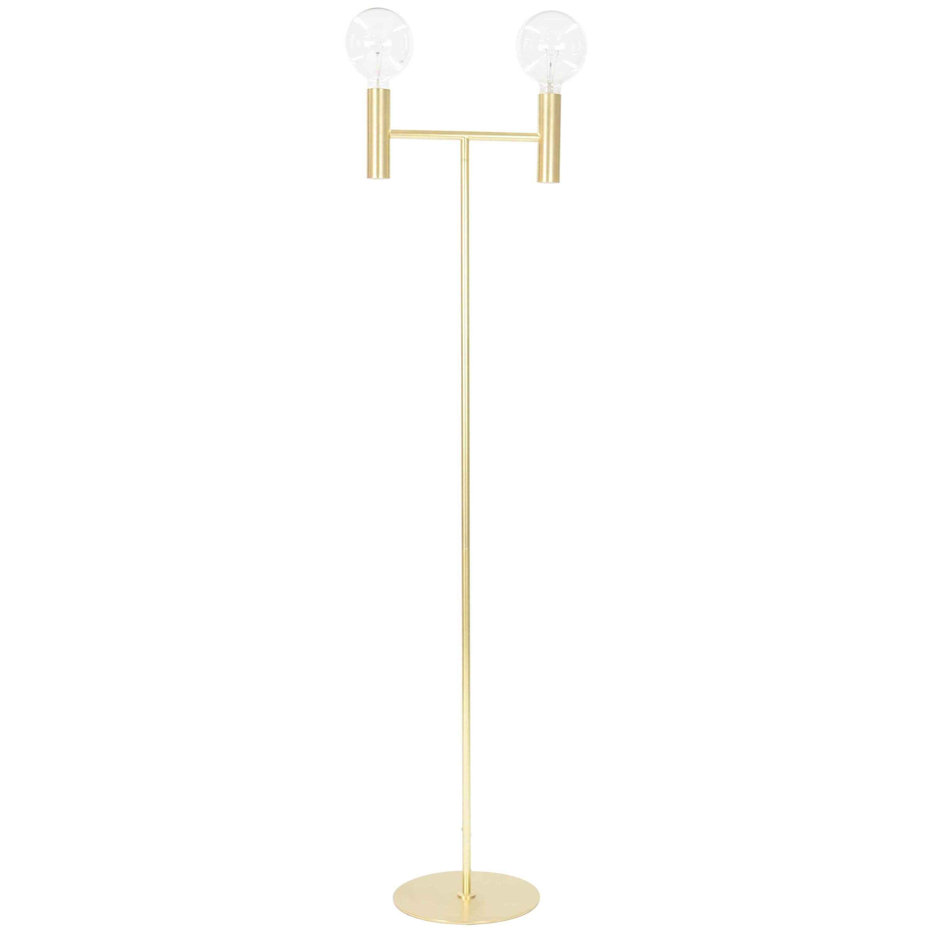 Seed Design of Denmark Brass Double Head Floor Lamp For Sale