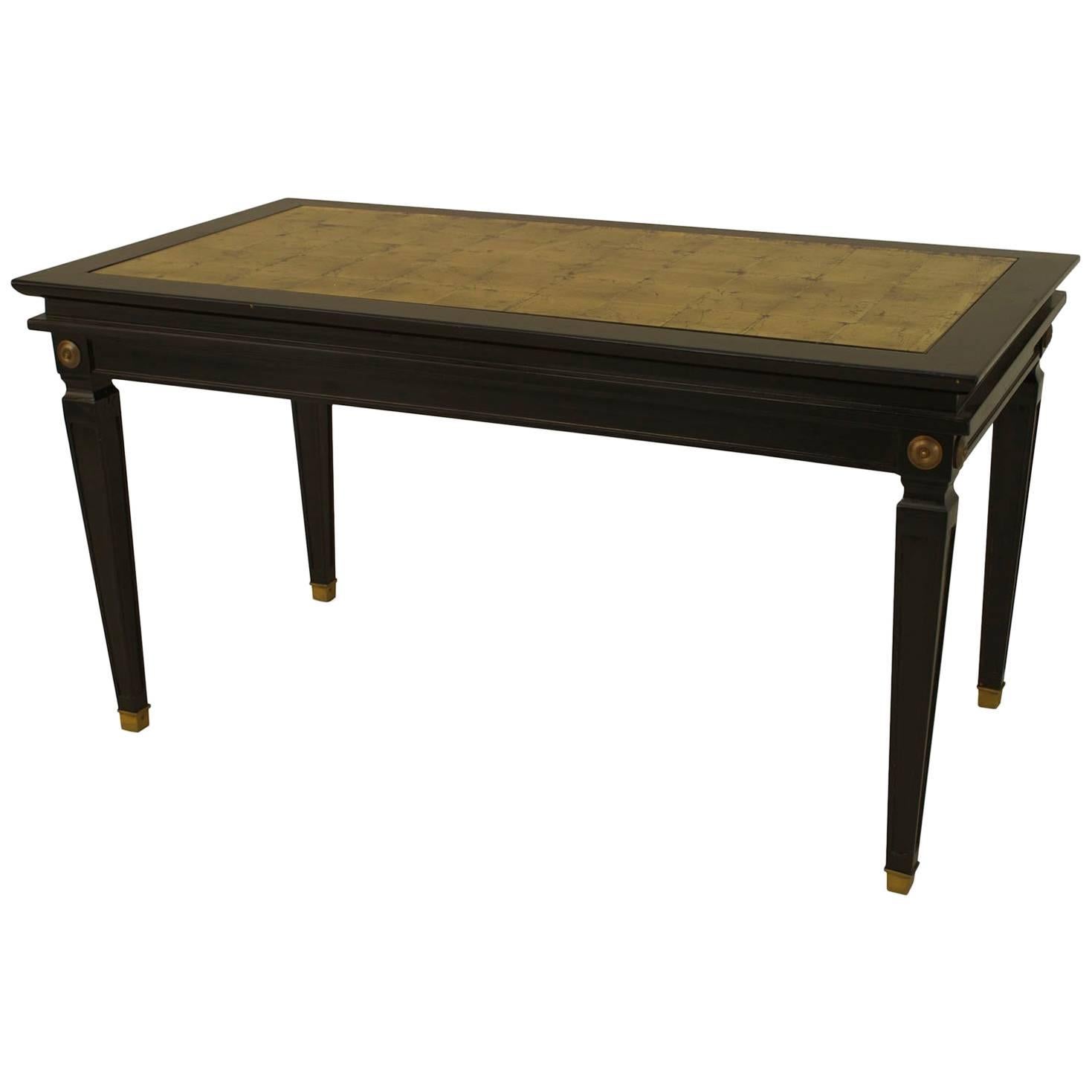 French, 1940s Louis XVI Style Ebonized Coffee Table