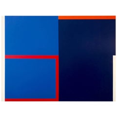 Large Blue Abstract Painting In The Style of Elsworth Kelly by Rebecca Ruoff
