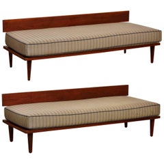 Vintage Pair of Midcentury Daybeds with Wedge Cushions