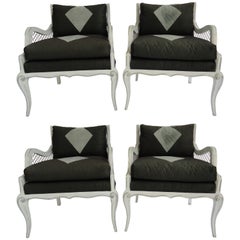 Set of Four Maison Jansen Harlequin Armchairs
