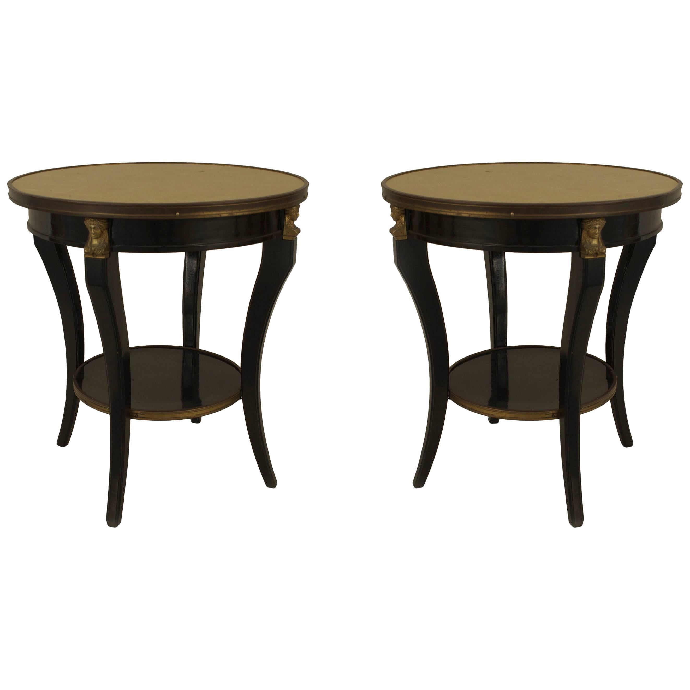 Pair of French 1940s 'Louis XVI Style' Ebonized End Tables