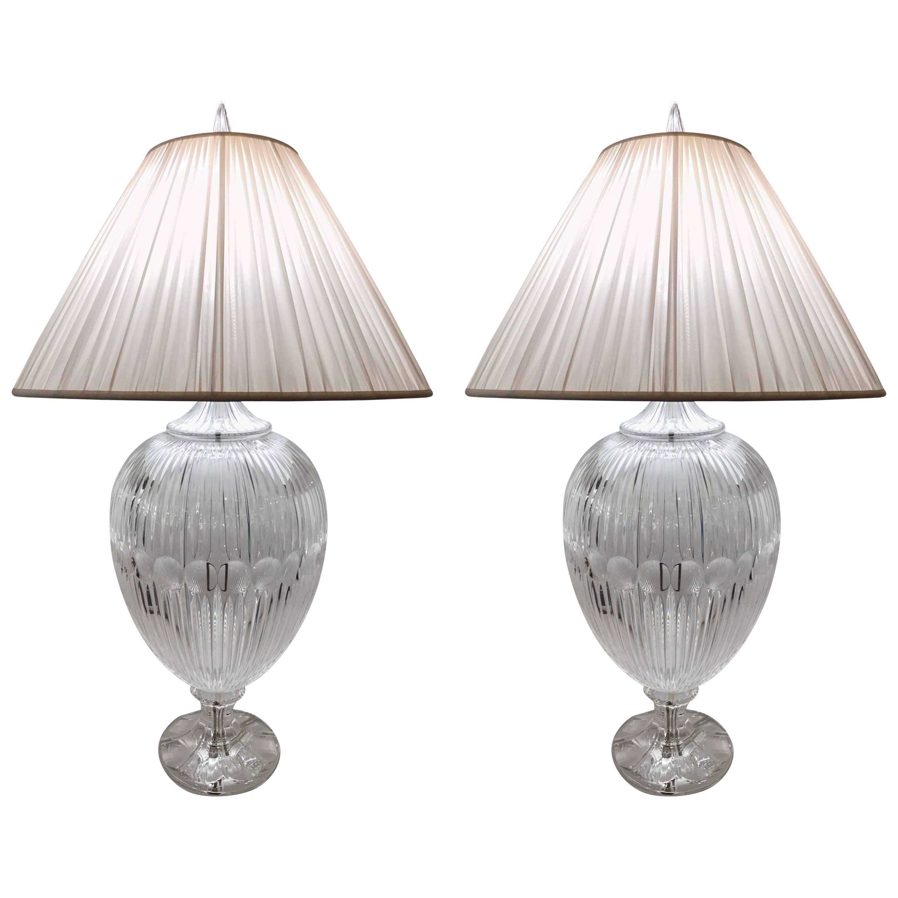 Pair of Extra Large Italian Crystal Table Lamps